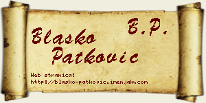 Blaško Patković vizit kartica